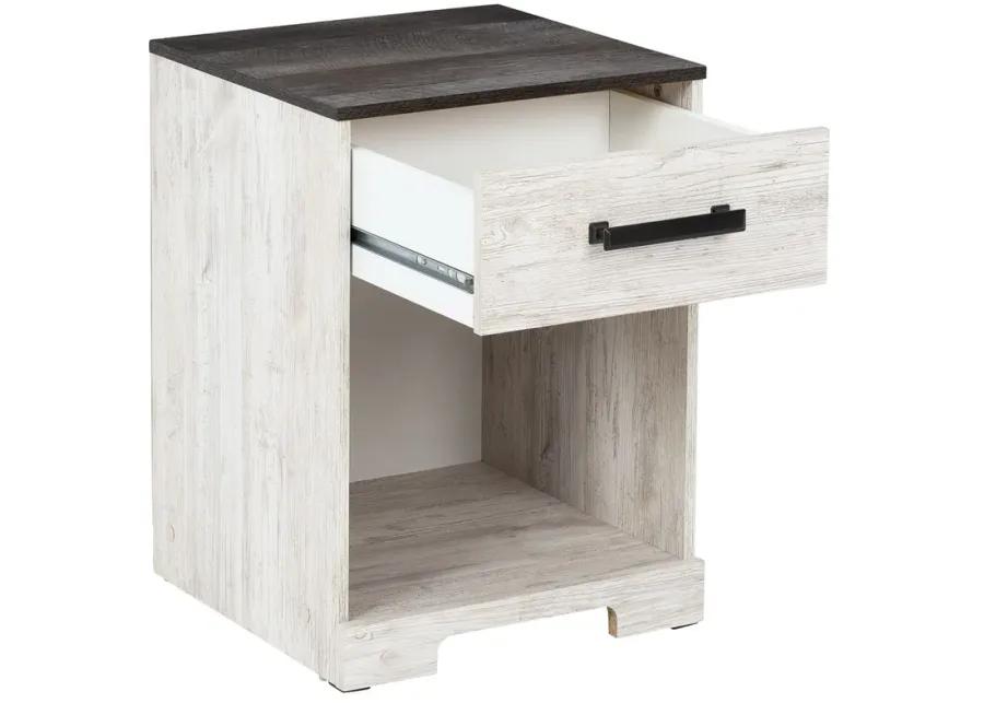 Shawburn - White / Black / Gray - One Drawer Night Stand - Open Cubby