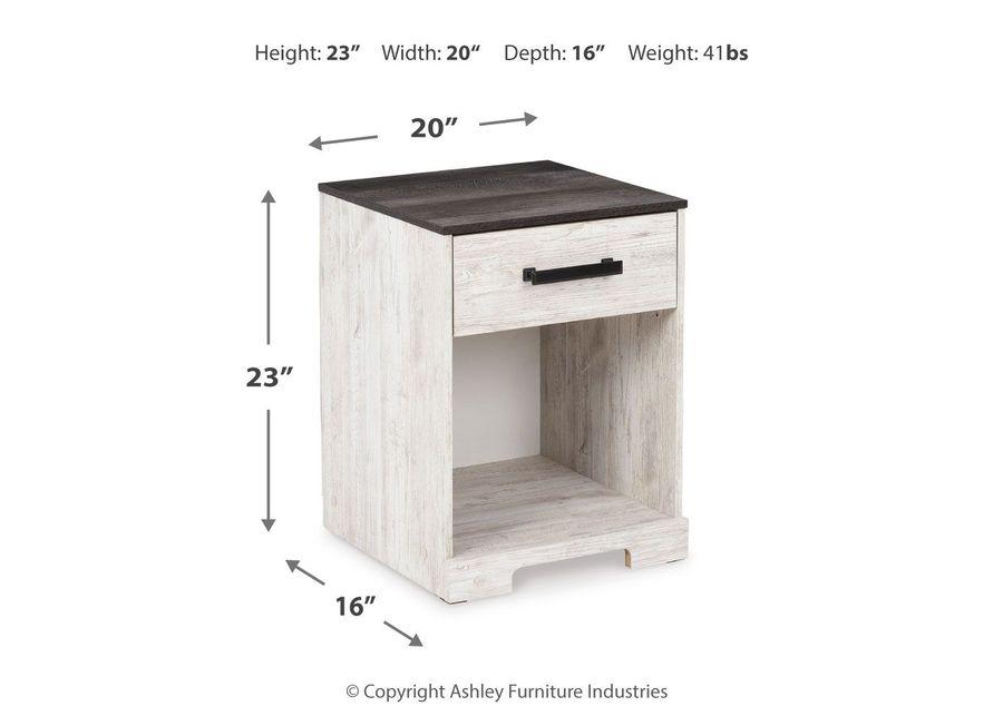 Shawburn - White / Black / Gray - One Drawer Night Stand - Open Cubby