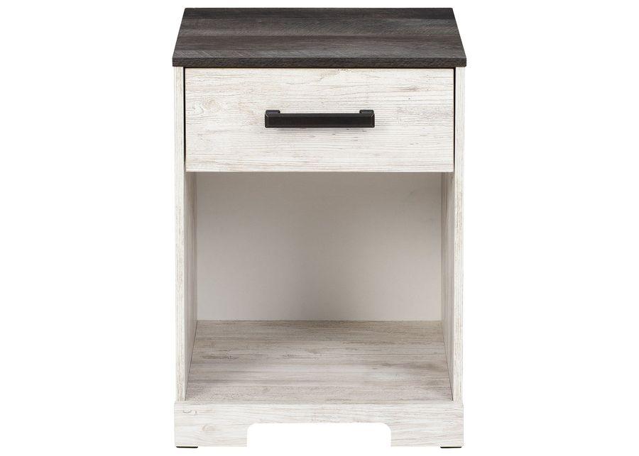 Shawburn - White / Black / Gray - One Drawer Night Stand - Open Cubby