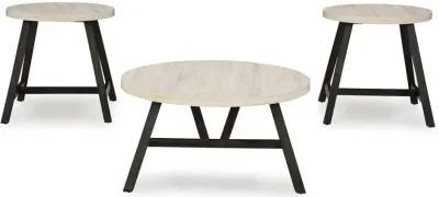 Fladona - Black / White - Occasional Table Set (Set of 3)