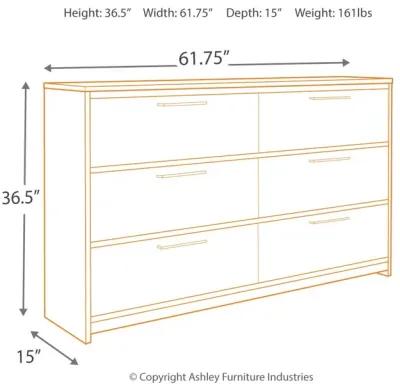 Baystorm - Gray - Six Smooth Drawer Dresser