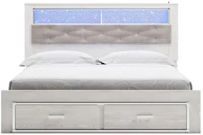 Altyra - White - King Upholstered Bookcase Bed With Storage