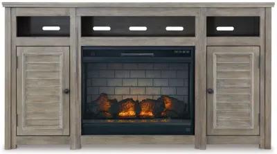 Moreshire - Bisque - 72" TV Stand With Electric Infrared Fireplace Insert