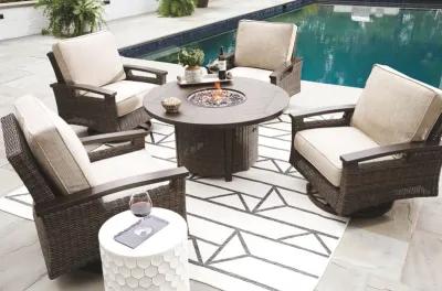 Paradise Trail - Medium Brown - 5 Pc. - Dining Set With 4 Swivel Lounge Chairs