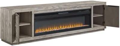 Naydell - Gray - 92" TV Stand With Wide Fireplace Insert