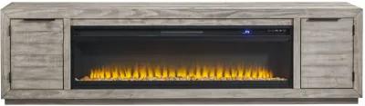 Naydell - Gray - 92" TV Stand With Wide Fireplace Insert