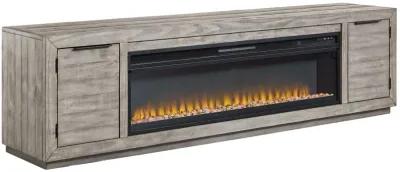 Naydell - Gray - 92" TV Stand With Wide Fireplace Insert