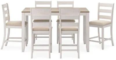 Skempton - White / Light Brown - Counter Height Dining Table And Bar Stools (Set of 7)