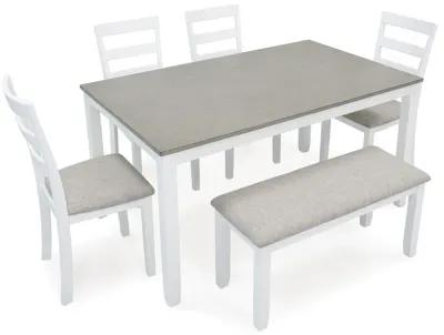 Stonehollow - White / Gray - Rectangular Drm Table Set (Set of 6)