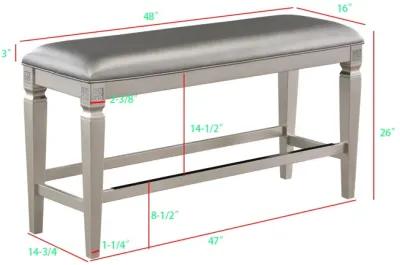 Klina - Counter Height Bench - Silver