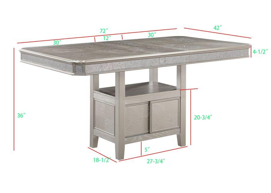 Klina - Counter Height Table (1 X 12 Leaf) - Silver