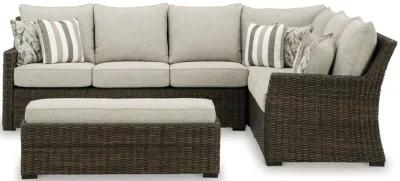 Brook Ranch - Brown - Sofa Sectional, Bench With Cushion (Set of 3)