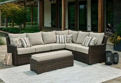 Brook Ranch - Brown - Sofa Sectional, Bench With Cushion (Set of 3)