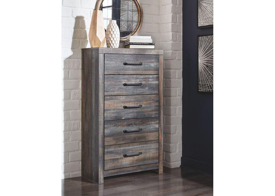 Drystan - Brown / Beige - Five Drawer Chest