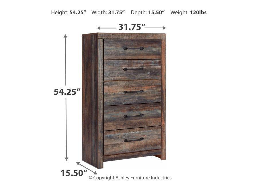 Drystan - Brown / Beige - Five Drawer Chest