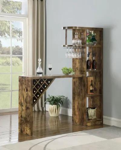 Belvedere - 5-Shelf Home Bar Table Wine Storage - Rustic Nutmeg