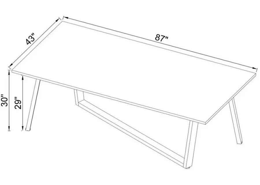 Mayer - Rectangular Dining Table Faux Marble - White And Gunmetal