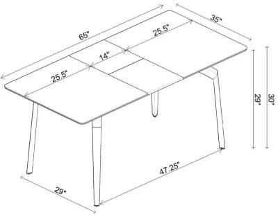 Mina - Rectangular Extension Dining Table - Gray Ceramic