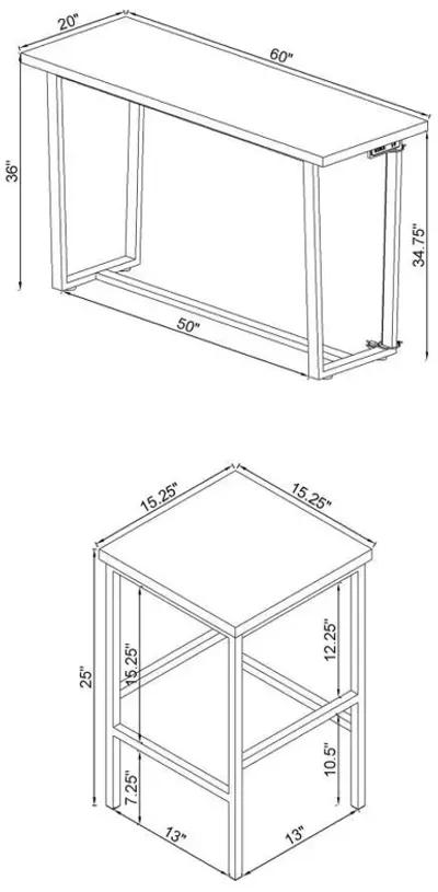 Marmot - 4 Piece Rectangular Counter Height Table Set - Chrome