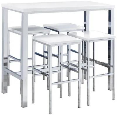 Natividad - 5 Piece Pub Height Bar Table Set - White High Gloss