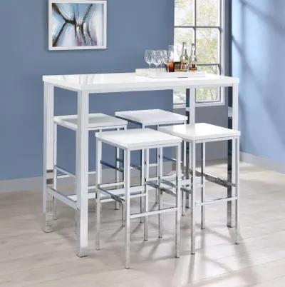 Natividad - 5 Piece Pub Height Bar Table Set - White High Gloss