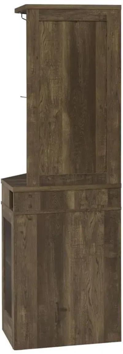 Alviso - 1-Drawer Corner Home Bar Wine Cabinet - Rustic Oak