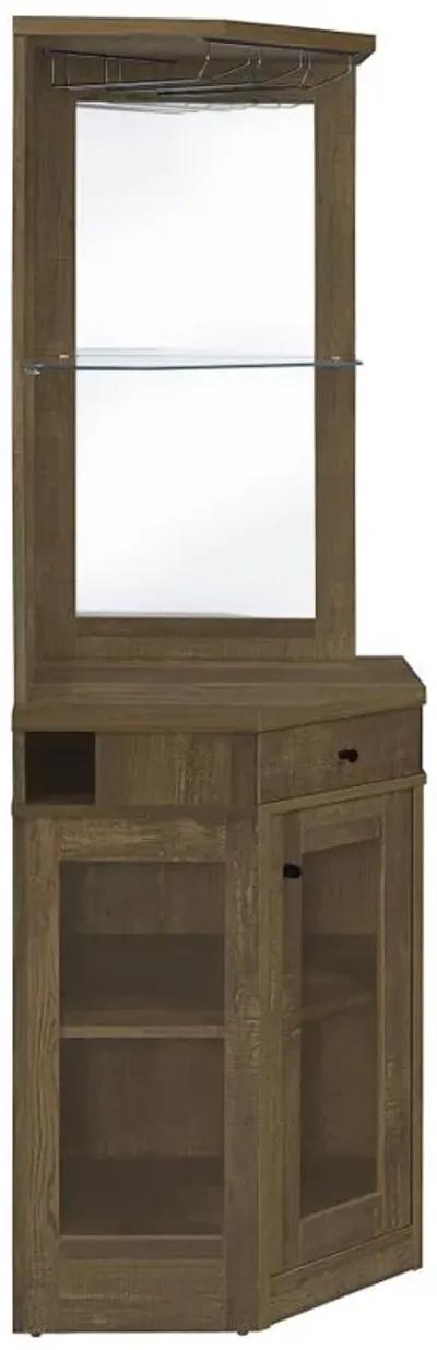 Alviso - 1-Drawer Corner Home Bar Wine Cabinet - Rustic Oak