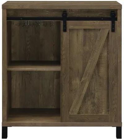 Arlington - Sliding Door Home Bar Wine Cabinet - Rustic Oak