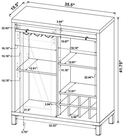 Arlington - Sliding Door Home Bar Wine Cabinet - Rustic Oak