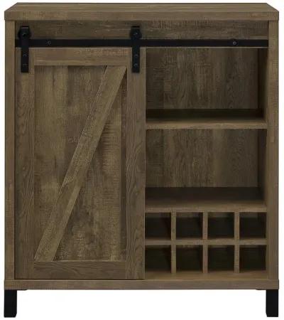 Arlington - Sliding Door Home Bar Wine Cabinet - Rustic Oak