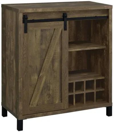 Arlington - Sliding Door Home Bar Wine Cabinet - Rustic Oak