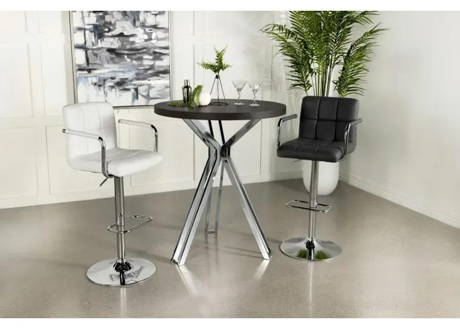 Edgerton - Round Wood Top Bar Table - Dark Oak And Chrome