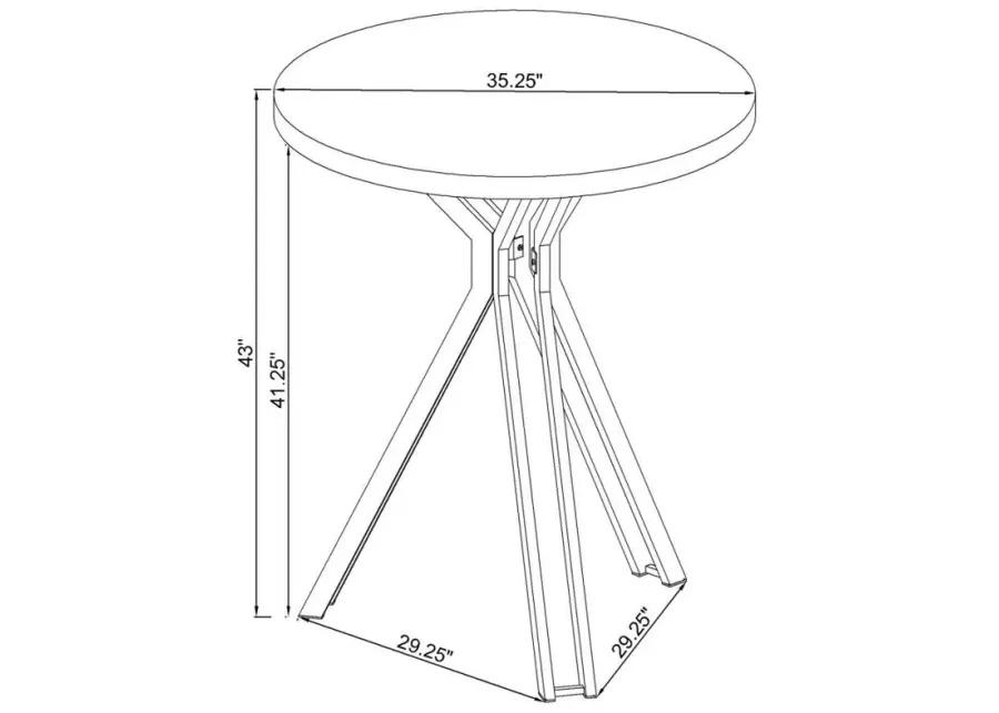 Edgerton - Round Wood Top Bar Table - Dark Oak And Chrome