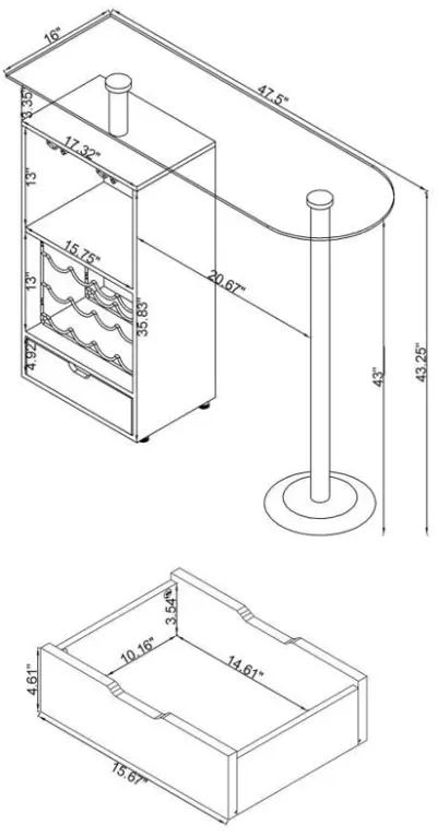 Koufax - 1-drawer Bar Table