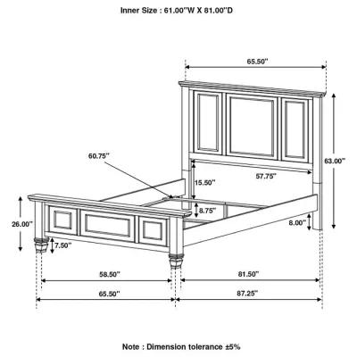 Sandy Beach - Panel Bed with High Headboard