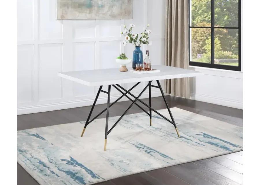 Gabrielle - Rectangular Marble Top Dining Table - White And Black