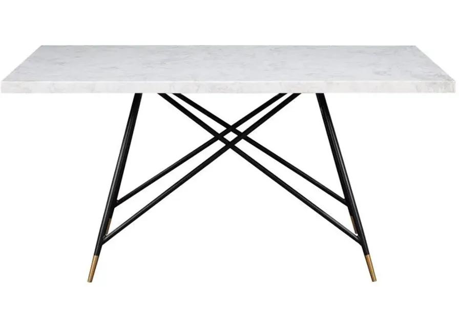 Gabrielle - Rectangular Marble Top Dining Table - White And Black