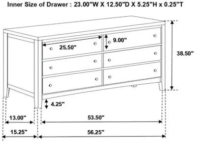 Carlton - 6-Drawer Dresser - Cappuccino