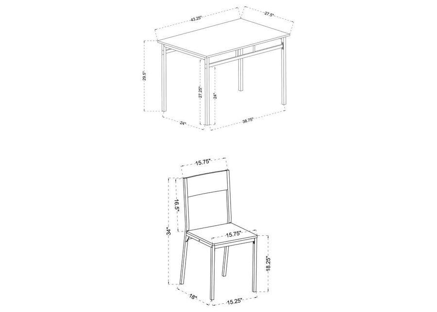 Lana - 5 Piece Dining Set - Ark Brown And Matte Black