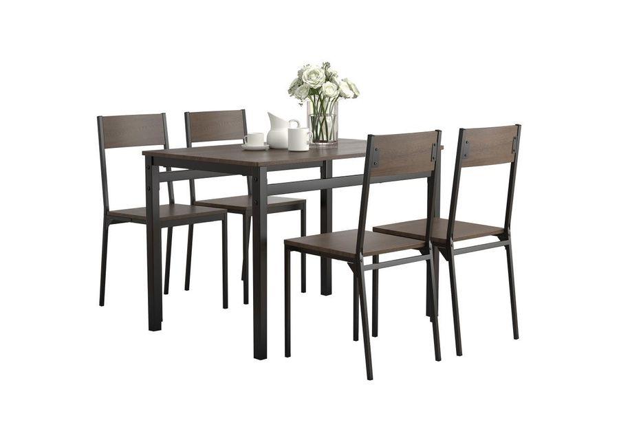 Lana - 5 Piece Dining Set - Ark Brown And Matte Black