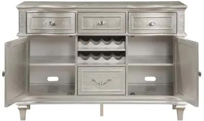 Evangeline - 4-Drawer Sideboard Server With Faux Diamond Trim - Silver Oak