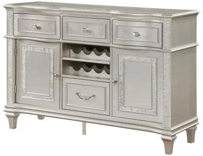 Evangeline - 4-Drawer Sideboard Server With Faux Diamond Trim - Silver Oak