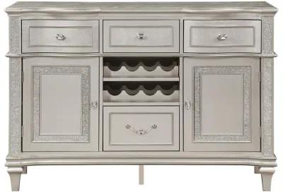 Evangeline - 4-Drawer Sideboard Server With Faux Diamond Trim - Silver Oak