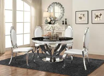 Anchorage - 5 Piece Round Stainless Steel Dining Set - Chrome