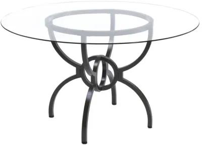 Aviano - 5 Piece Round Glass Top Dining Table Set - Gunmetal