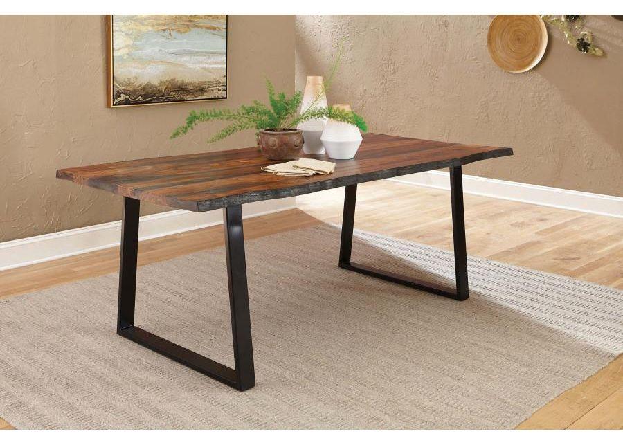 Ditman - Live Edge Dining Table - Gray Sheesham And Black