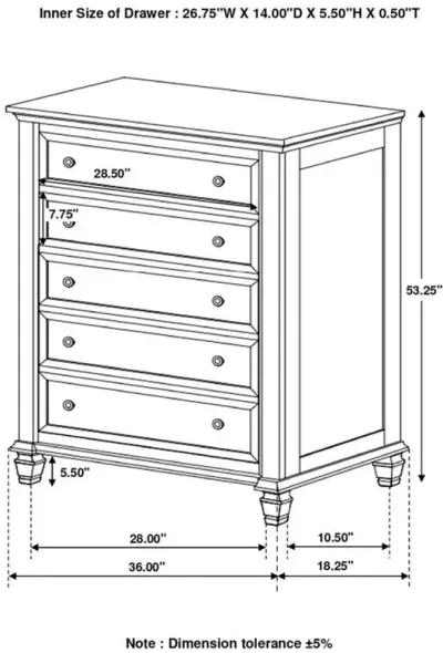 Sandy Beach - 5-drawer Chest