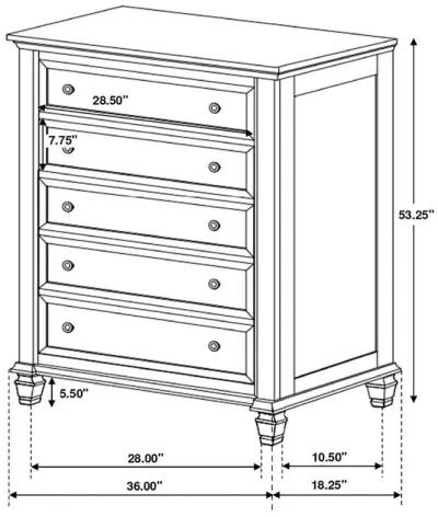 Sandy Beach - 5-drawer Chest