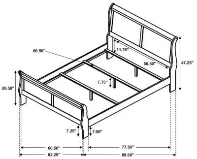 Louis Philippe - Panel Sleigh Bed