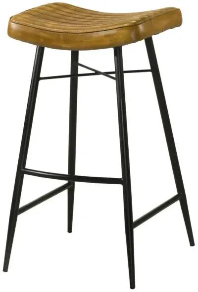 Bayu - Leather Upholstered Saddle Seat Backless Bar Stool (Set of 2)